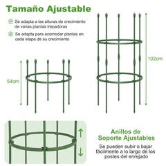 Paquete de 3 Enrejados de 102 cm para Jardín Soportes Ajustable de Alta Resistencia para Plantas Enredaderas con Clips y Lazos Verde