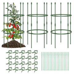 Paquete de 3 Enrejados de 102 cm para Jardín Soportes Ajustable de Alta Resistencia para Plantas Enredaderas con Clips y Lazos Verde