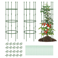 Paquete de 3 Enrejados de 154 cm para Jardín Soportes Ajustable de Alta Resistencia para Plantas Enredaderas con Clips y Lazos Verde