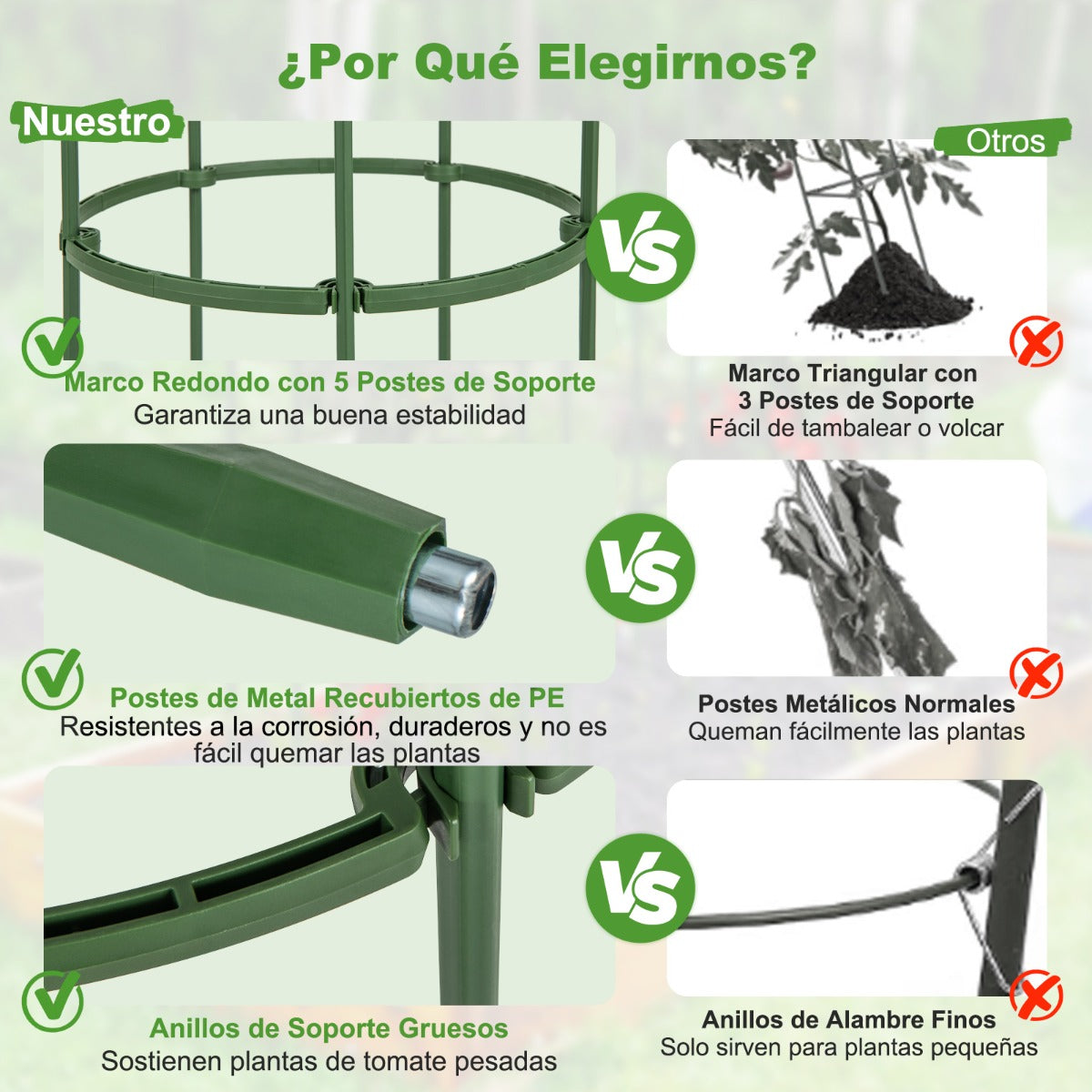 Paquete de 3 Enrejados de 154 cm para Jardín Soportes Ajustable de Alta Resistencia para Plantas Enredaderas con Clips y Lazos Verde