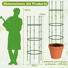Paquete de 3 Enrejados de 154 cm para Jardín Soportes Ajustable de Alta Resistencia para Plantas Enredaderas con Clips y Lazos Verde