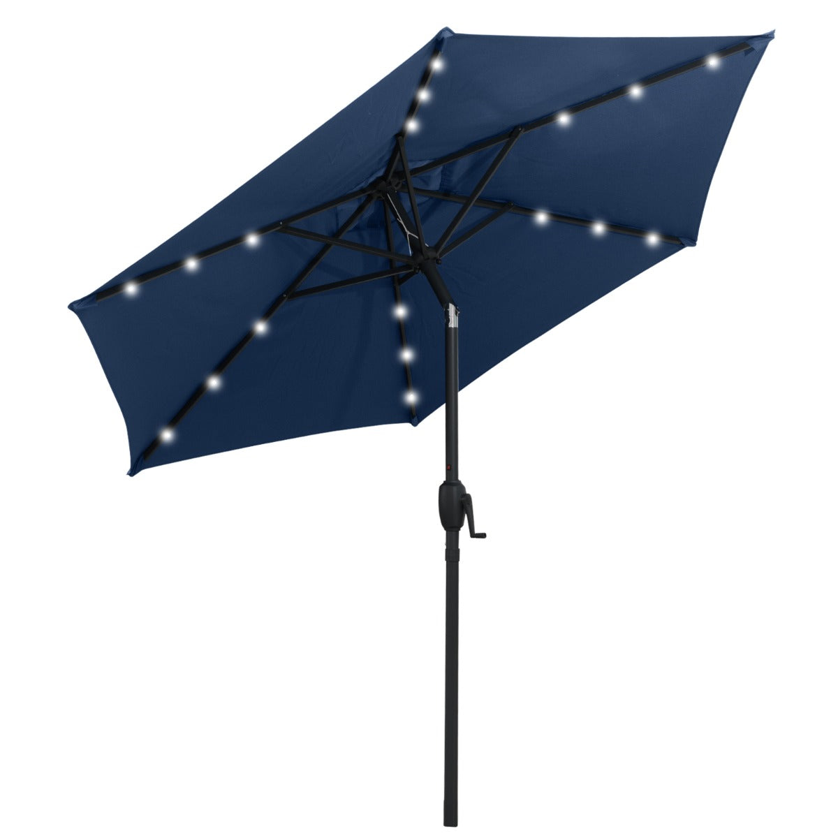 Parasol con Luces LED con Energía Solar Sistema de Inclinación con Botón 230 x 230 x 225 cm-Azul marino