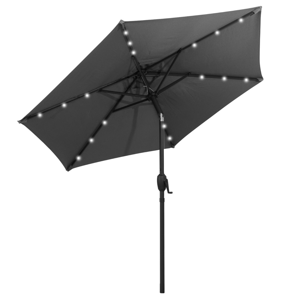 Parasol con Luces LED con Energía Solar Sistema de Inclinación con Botón 230 x 230 x 225 cm-Gris