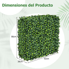 Pared de Plantas Artificiales Cerca de Privacidad Falsa de Caja de Hiedra con Hojas PE Tubos de Aluminio Bloque de Plantas 92 x 38 x 86 cm