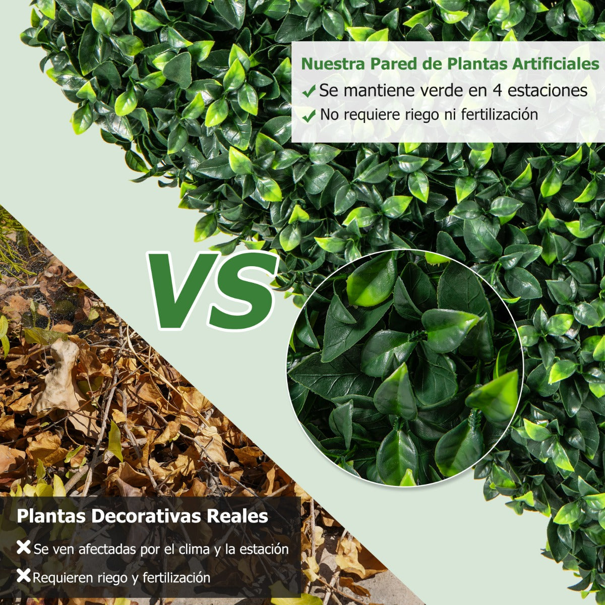 Pared de Plantas Artificiales Cerca de Privacidad Falsa de Caja de Hiedra con Hojas PE Tubos de Aluminio Bloque de Plantas 92 x 38 x 86 cm