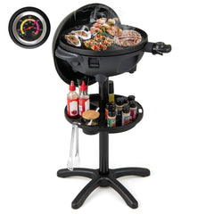 Parrilla Eléctrica 1200W para Barbacoa con Placa de Cocción Antiadherente de 2 Zonas Temperatura Ajustable Negro