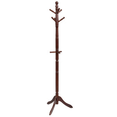 Perchero con 9 Ganchos Soporte para Abrigos con Base de Tres Patas y Altura Ajustable Hasta 175cm-Marrón