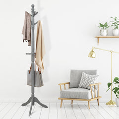 Perchero con 9 Ganchos Soporte para Abrigos con Base de Tres Patas y Altura Ajustable Hasta 175cm-Gris