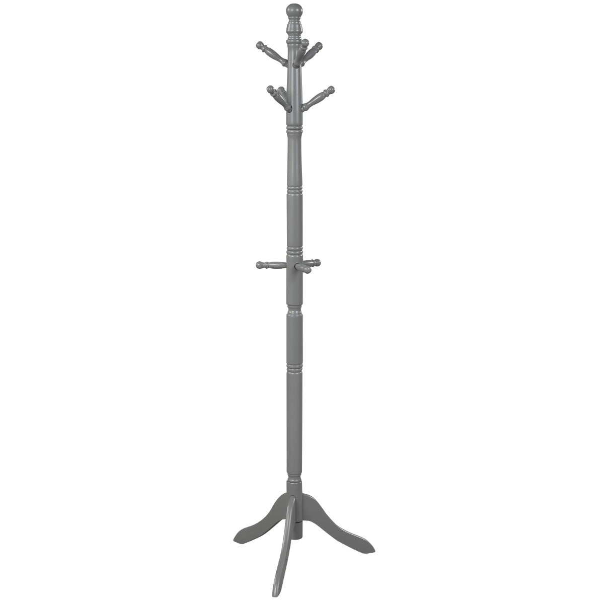 Perchero con 9 Ganchos Soporte para Abrigos con Base de Tres Patas y Altura Ajustable Hasta 175cm-Gris