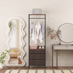 Perchero con Cajones Organizador de Armario Independiente con Barra para Colgar y Estantes para Entrada Dormitorio 55 x 28 x 176 cm Marrón