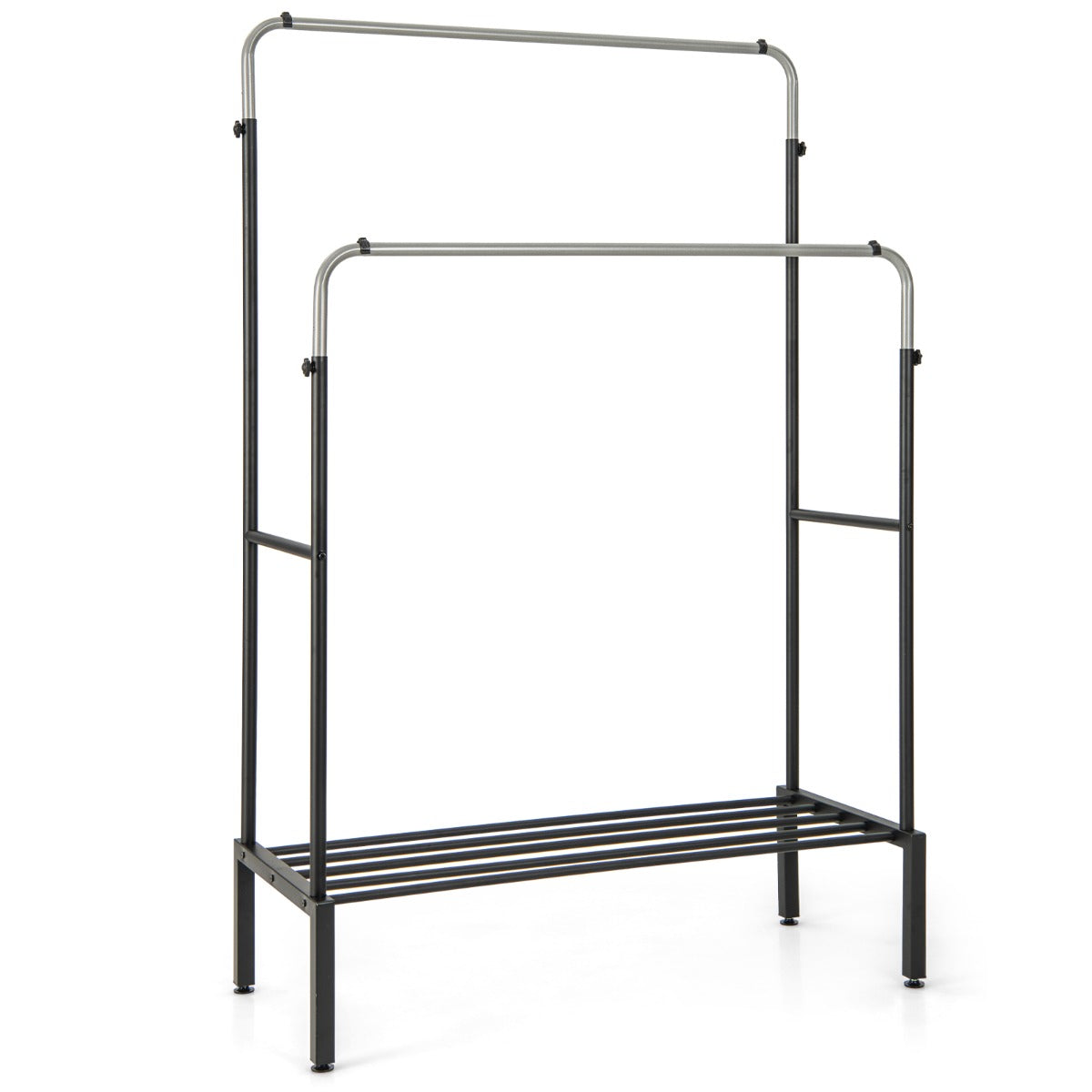 Perchero de Doble Varilla con Alturas Ajustables Perchero de Metal Resistente para Colgar Ropa Dormitorio Organizador de Ropa Plata