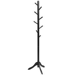 Perchero de Madera con 8 Ganchos Ajustables Árbol para Abrigos Montaje Sencillo Hasta 175cm-Negro