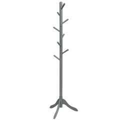 Perchero de Madera con 8 Ganchos Ajustables Árbol para Abrigos Montaje Sencillo Hasta 175cm-Gris