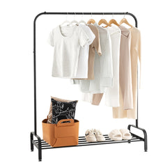 Perchero de Metal para Ropa con Barra en la Parte de Arriba y Estante de Almacenamiento 112 x 42 x 145 cm Negro