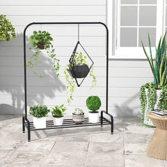 Perchero de Metal para Ropa con Barra en la Parte de Arriba y Estante de Almacenamiento 112 x 42 x 145 cm Negro