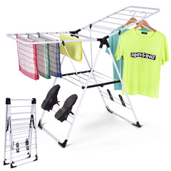 Perchero Plegable para Secado de Ropa Portátil con Percha Resistente de Acero Inoxidable Ligero y Estable para Interiores y Exteriores