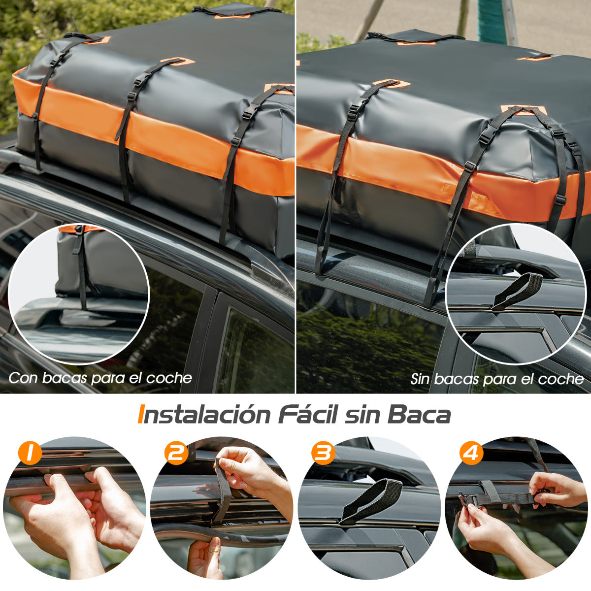 Portaequipajes de Techo de 600 L Impermeable para Todos los Coches con/sin Baca Bolsa de Equipaje 132 x 100 x 43 cm