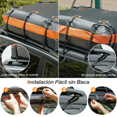 Portaequipajes de Techo de 600 L Impermeable para Todos los Coches con/sin Baca Bolsa de Equipaje 132 x 100 x 43 cm