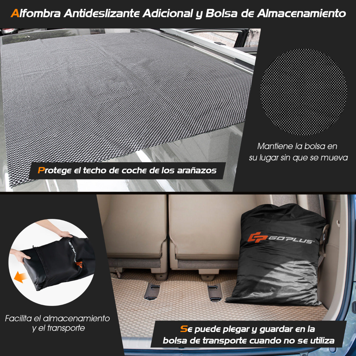 Portaequipajes de Techo de 600 L Impermeable para Todos los Coches con/sin Baca Bolsa de Equipaje 132 x 100 x 43 cm
