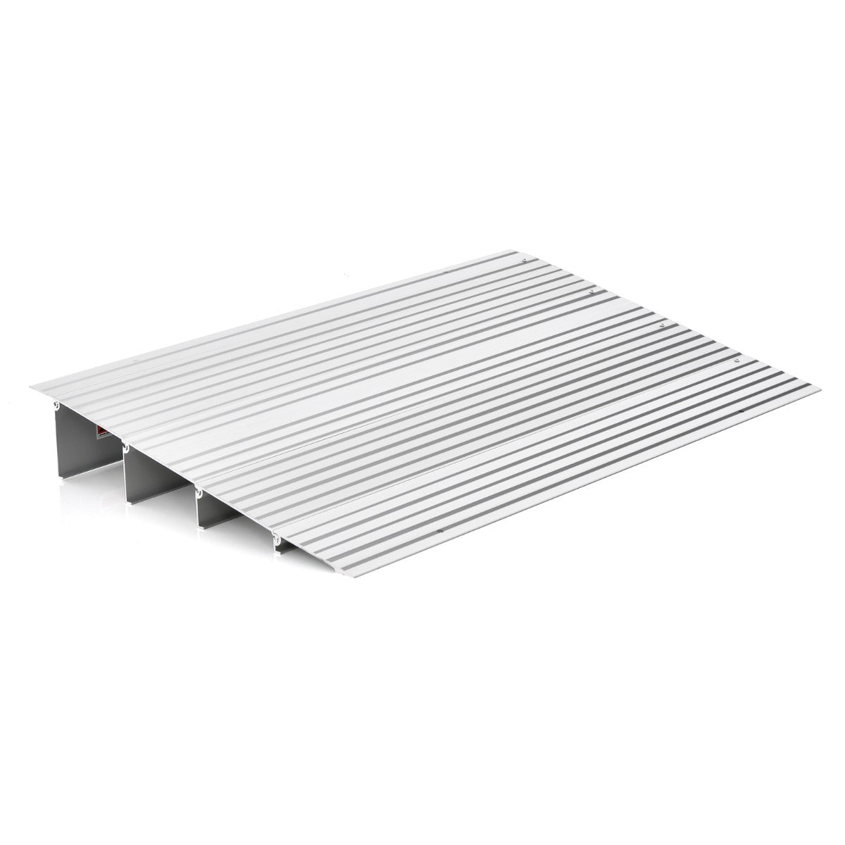 Rampa de Umbral de Puerta con Marco de Aluminio y Superficie Antideslizante Carga 317 kg para Sillas de Ruedas 86,5 x 54 x 10,5 cm Plata