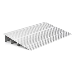 Rampa de Umbral de Puerta con Marco de Aluminio y Superficie Antideslizante Carga 317 kg para Sillas de Ruedas 86,5 x 54 x 10,5 cm Plata