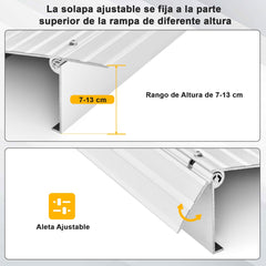 Rampa de Umbral de Puerta con Marco de Aluminio y Superficie Antideslizante Carga 317 kg para Sillas de Ruedas 86,5 x 66,5 x 13 cm Plata
