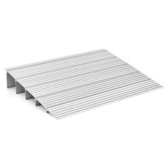 Rampa de Umbral de Puerta con Marco de Aluminio y Superficie Antideslizante Carga 317 kg para Sillas de Ruedas 86,5 x 66,5 x 13 cm Plata