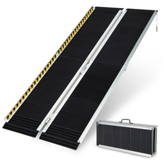 183 cm Rampa Portátil de Aluminio para Silla de Ruedas con Placa de Transición y Superficie Antideslizante para Umbrales y Escaleras