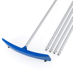 Pala Ligera para Nieve Pala de Limpieza de Techo Ajustable con 5 Varillas Longitud Máxima de 574 CM 2 Ruedas Cabeza Ancha Tubos de Aluminio