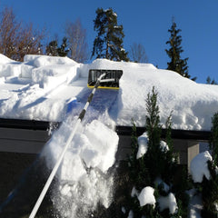 Rastrillo de Aluminio para Nieve con Barredora Telescópica de 6,3 m y Hoja Grande de 39 cm con Cierre Giratorio para Quitar Hojas