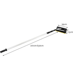 Rastrillo de Aluminio para Nieve con Barredora Telescópica de 6,3 m y Hoja Grande de 39 cm con Cierre Giratorio para Quitar Hojas