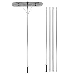 Rastrillo de Nieve para Techo de Aluminio Altura Ajustable 1,46-6,09 m Herramienta de Quitanieve con 1 Palo 4 Postes Extensibles 2 Ruedas