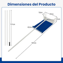Rastrillo de Aluminio para Techo de 624 cm con 4 Varillas Diseño de Cabeza Ensanchada Rastrillo de Techo para Quitar Hojas Nieve Plata