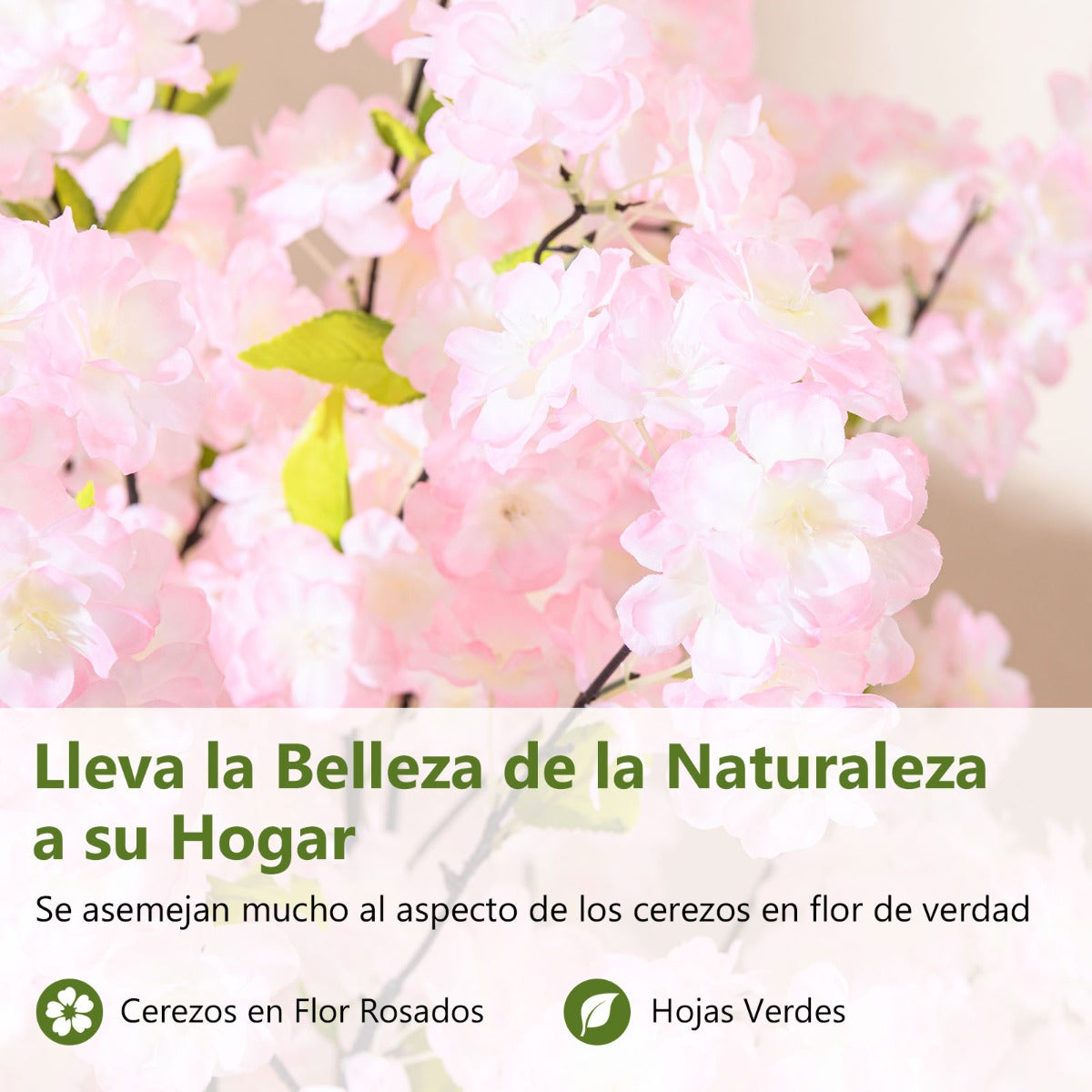 Árbol Artificial de Flor de Cerezo 150 cm Flores Rosas en Maceta de Vivero Decoración para Hogar Oficina