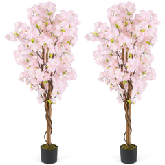 Árbol Artificial de Flor de Cerezo 150 cm Flores Rosas en Maceta de Vivero Decoración para Hogar Oficina