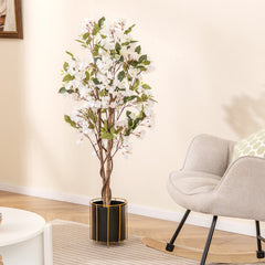 Árbol Artificial de Bugambilia 120 cm Planta de Jardín Falsa Decorativa en Maceta con Flores-Blanco-Juego de 1
