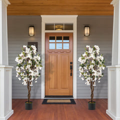 Árbol Artificial de Bugambilia 120 cm Planta de Jardín Falsa Decorativa en Maceta con Flores-Blanco-Juego de 1