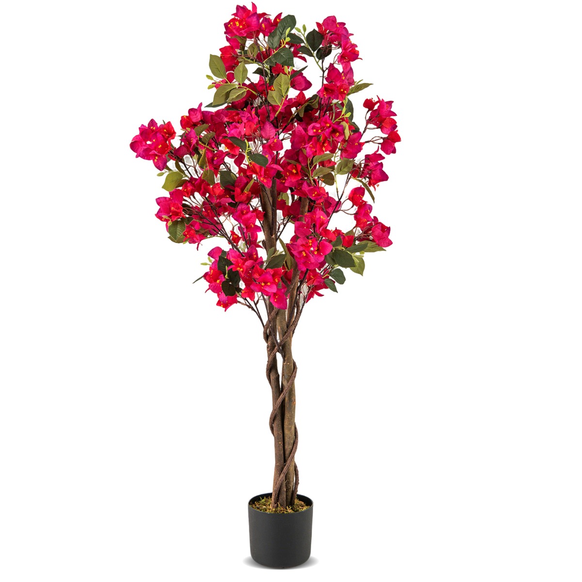 Árbol Artificial de Bugambilia 120 cm Planta de Jardín Falsa Decorativa en Maceta con Flores-Rojo-Juego de 1