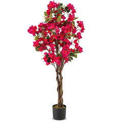 Árbol Artificial de Bugambilia 120 cm Planta de Jardín Falsa Decorativa en Maceta con Flores-Rojo-Juego de 1