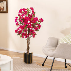 Árbol Artificial de Bugambilia 120 cm Planta de Jardín Falsa Decorativa en Maceta con Flores-Rojo-Juego de 2