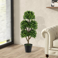 115cm Árbol Artificial de Boj con Maceta con Cemento Árbol Falso de 5 Copas Decoración Interior y Exterior de Oficina Jardín Patio Verde