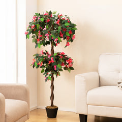 150cm Árbol de Buganvilla Artificial Planta Floral Falsa con 252 Flores 630 Hojas y Tronco de Madera Real Decoración para Hogar Oficina