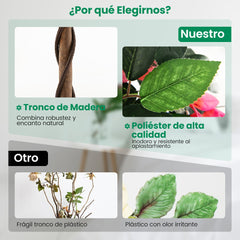 150cm Árbol de Buganvilla Artificial Planta Floral Falsa con 252 Flores 630 Hojas y Tronco de Madera Real Decoración para Hogar Oficina