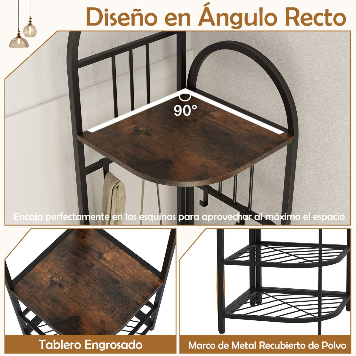 Árbol de Entrada de Esquina Perchero de 4 Niveles con Banco para Zapatos Organizador para Zapatos Alto 180 cm Perchero de Pie Marrón