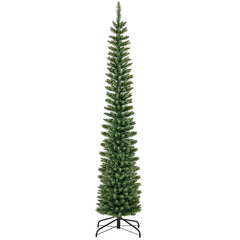 210cm Árbol de Navidad Artificial de Preiluminado con 200 Luces LED Blancas Cálidas Árbol de Decoración Forma de Lápiz para Hogar
