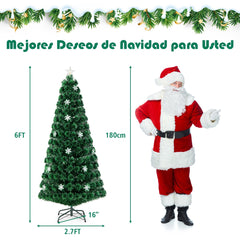 1,8m Árbol de Navidad Artificial 180cm con Base Iluminado con Fibra de Vidrio Cambia Color para Navidad Hogar Fiesta Decoración