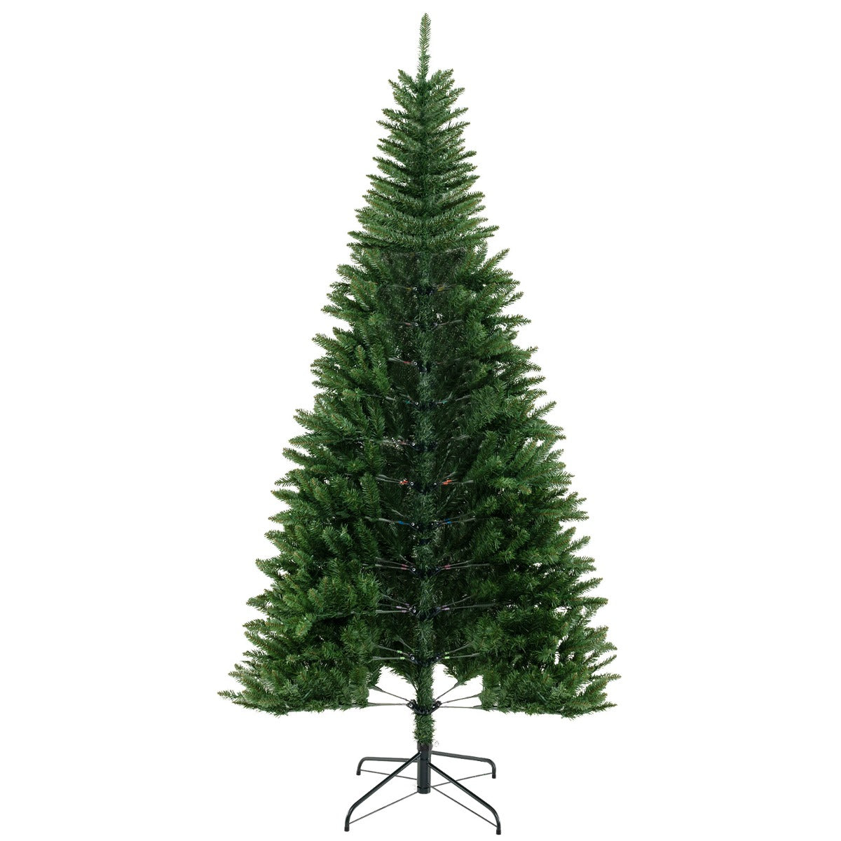 240 cm Árbol de Navidad Artificial Pre-iluminado Angular 270° con 1137 Ramas 360 Luces LED Base de Metal Decoración Festiva para Casa