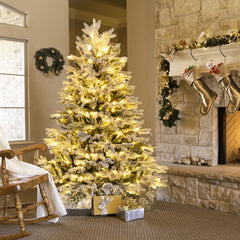 135cm/180cm Árbol de Navidad Artificial con Luces LED Blancas Cálidas y Base Montaje Fácil-135cm