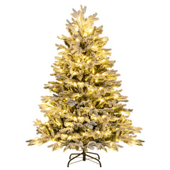 135cm/180cm Árbol de Navidad Artificial con Luces LED Blancas Cálidas y Base Montaje Fácil-135cm