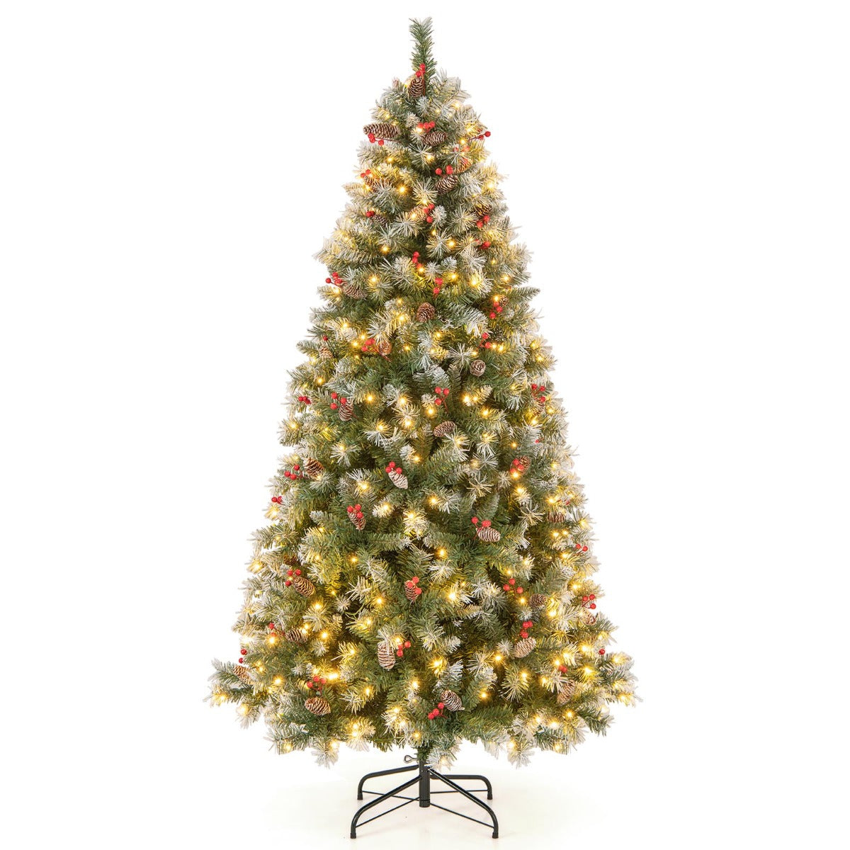 150cm/195cm Árbol de Navidad Artificial con Luces LED Blancas Cálidas 8 Modos de Iluminación Verde y Blanco-195 cm